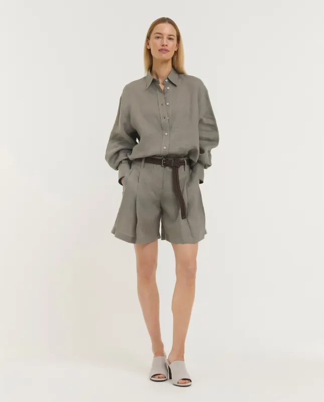 Geplooide Linnen Shorts made by Brunello Cucinelli