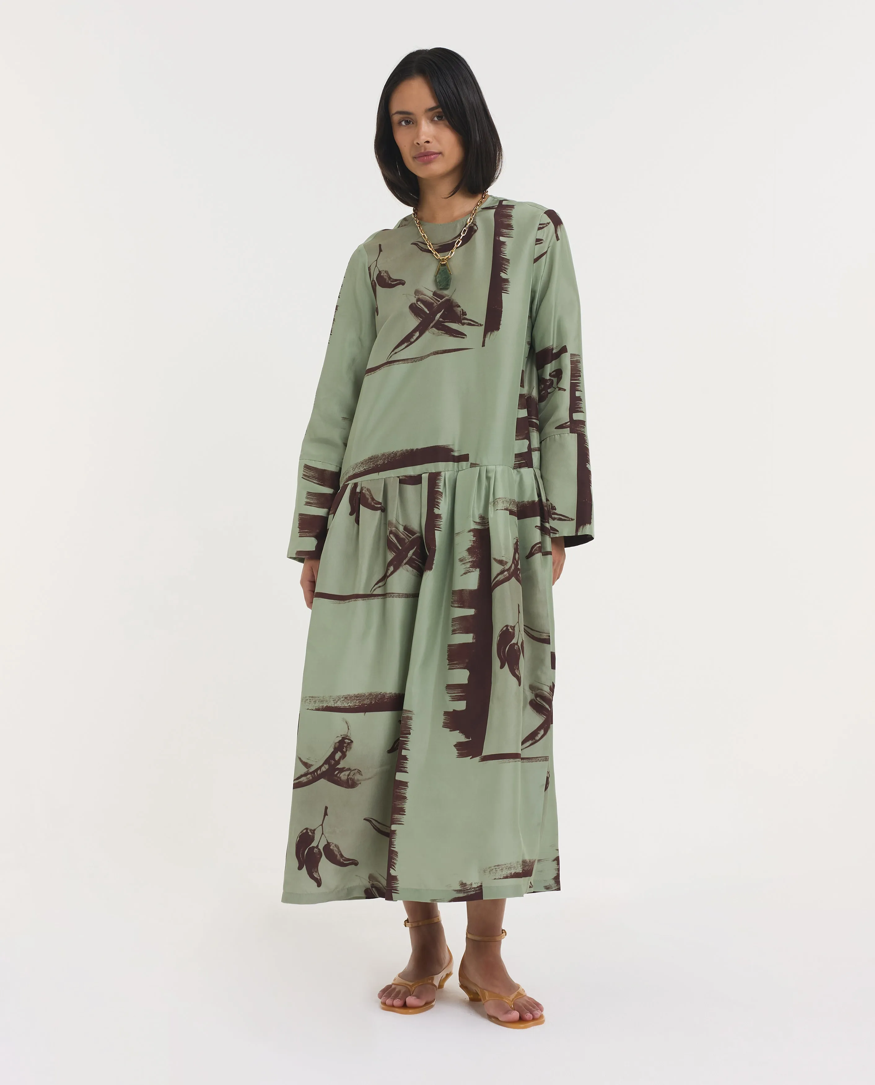 Wijd Zijden Chili Jurk sold by Pauw Amsterdam