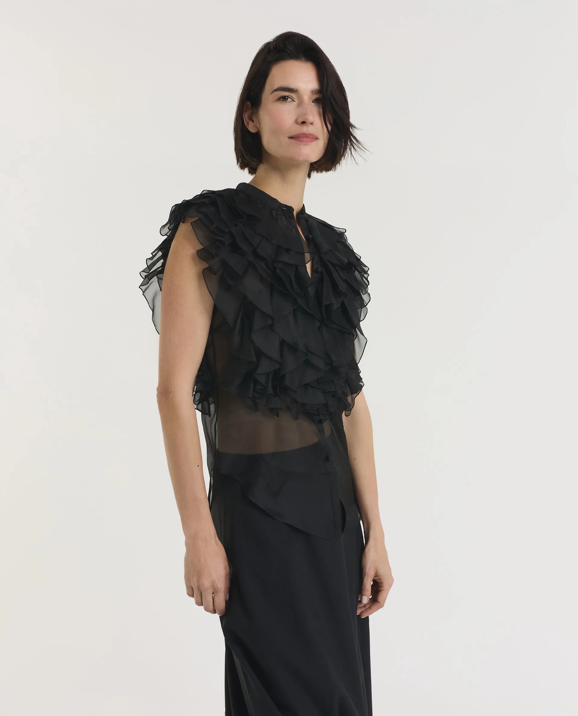Mouwloze Ruche Zijden Shirt sold by Pauw Amsterdam product image thumbnail 4