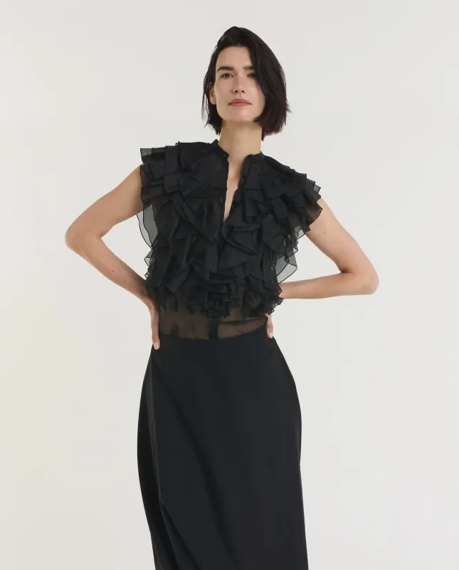 Mouwloze Ruche Zijden Shirt made by MaxMara