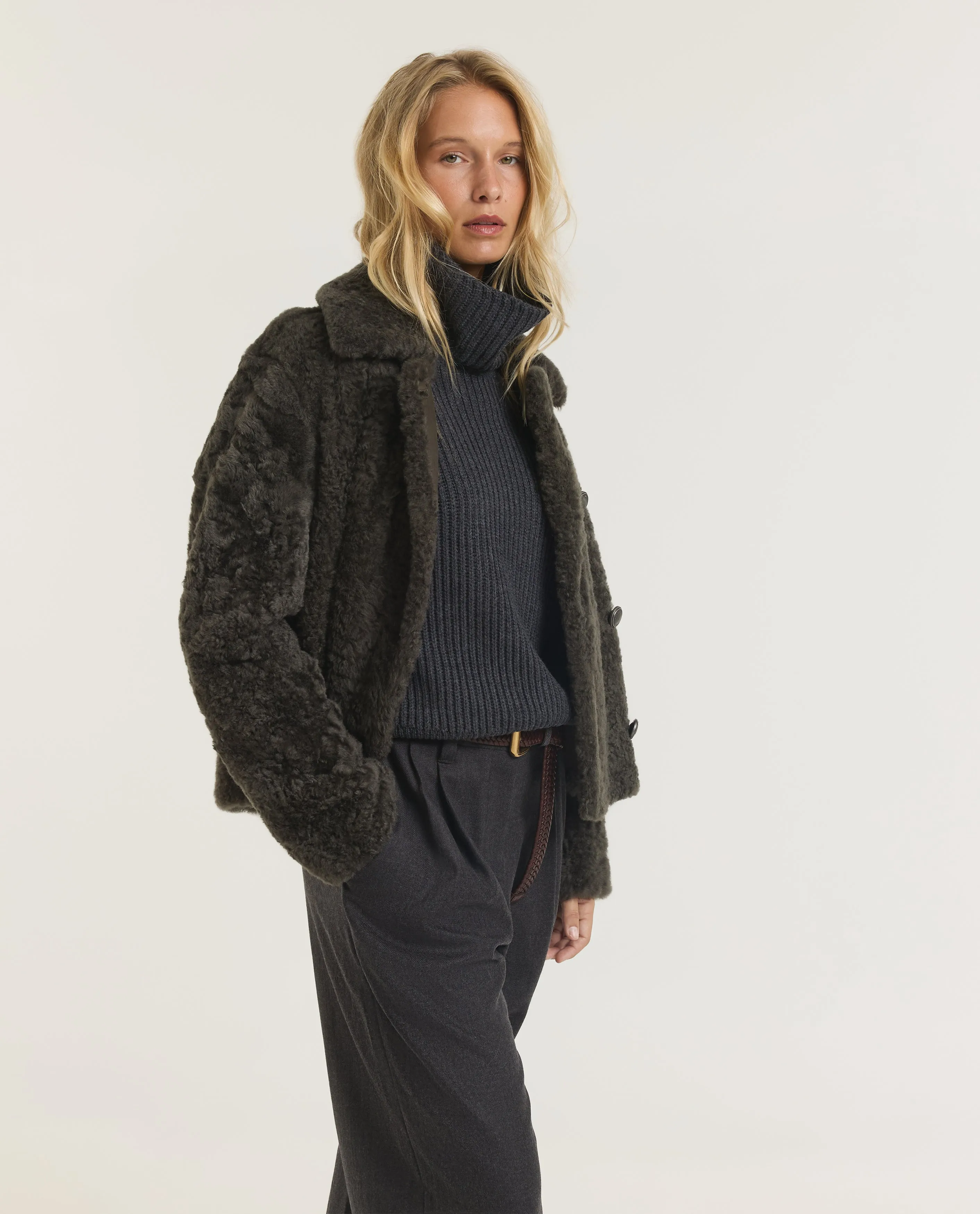 Fuzzy Shearling Pea Coat sold by Pauw Amsterdam product image thumbnail 4