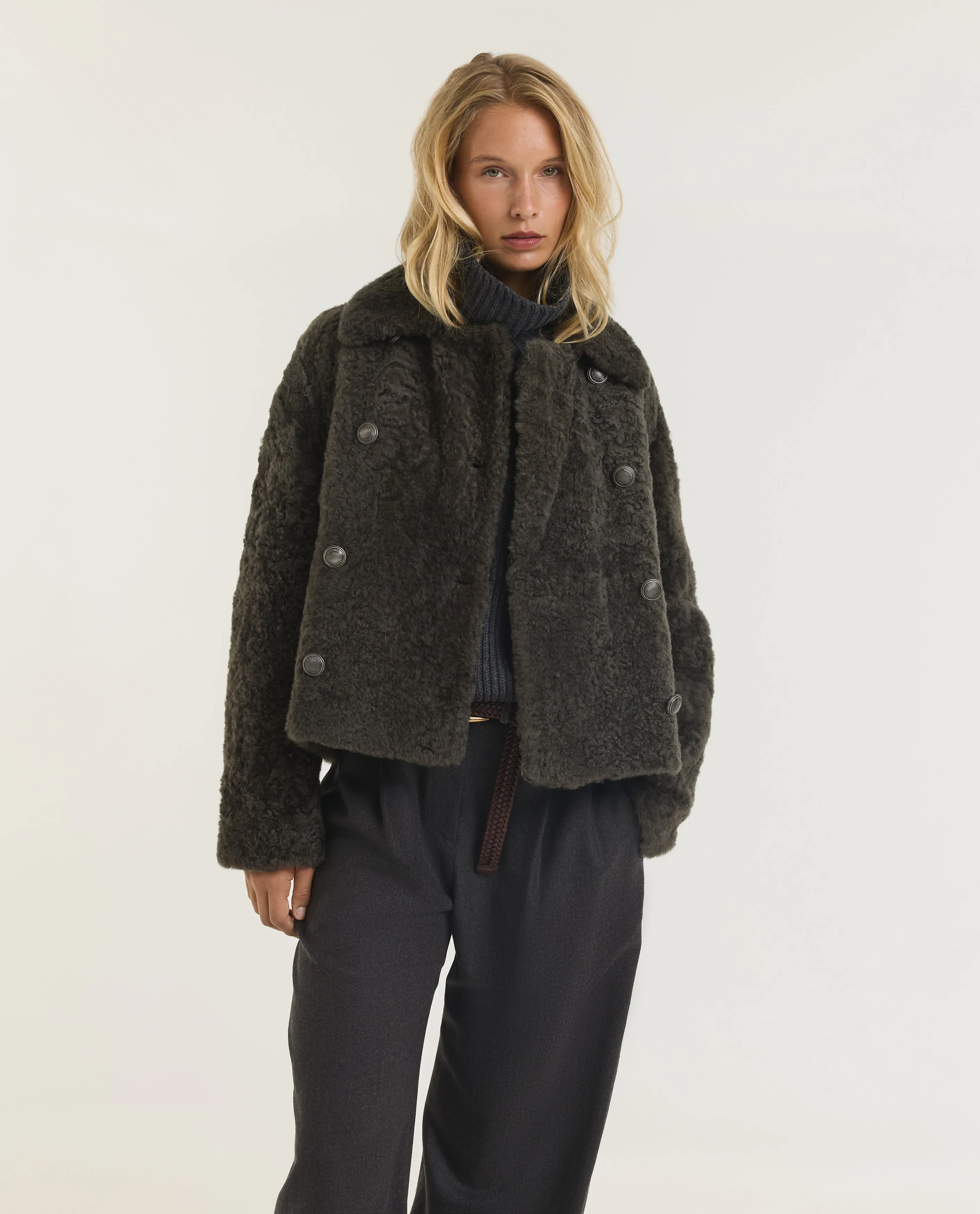 Fuzzy Shearling Pea Coat sold by Pauw Amsterdam