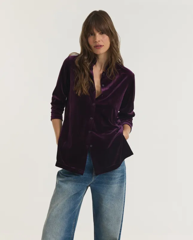 Fluwelen Staande Kraag Blouse made by Pauw Amsterdam