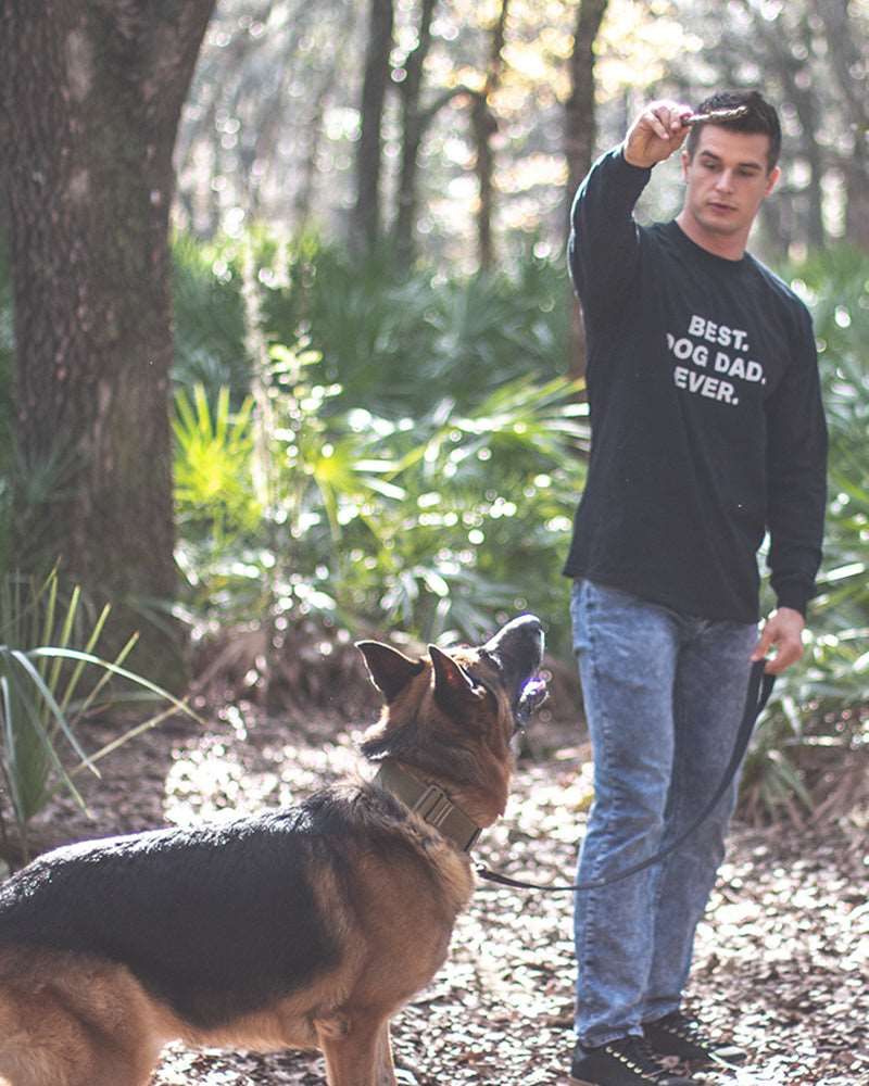 Men’s Best Dog Dad Ever Black Long Sleeve T-Shirt sold by PAWZ product image thumbnail 6