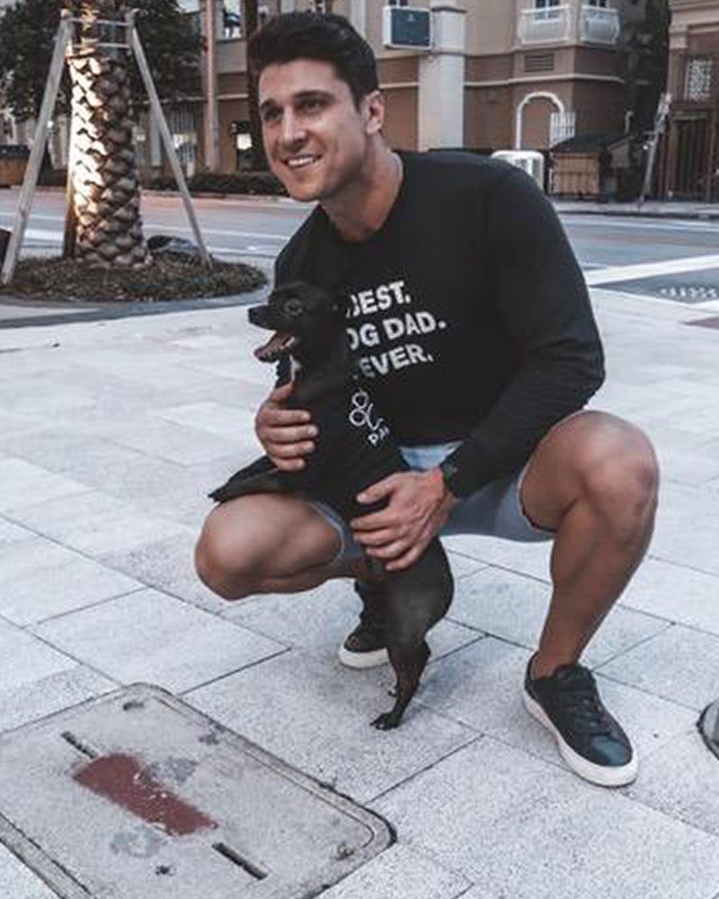 Men’s Best Dog Dad Ever Black Long Sleeve T-Shirt sold by PAWZ product image thumbnail 4