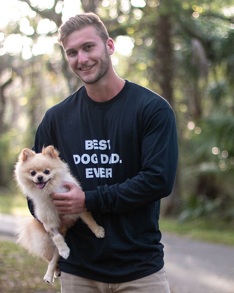 Men’s Best Dog Dad Ever Black Long Sleeve T-Shirt sold by PAWZ product image thumbnail 5