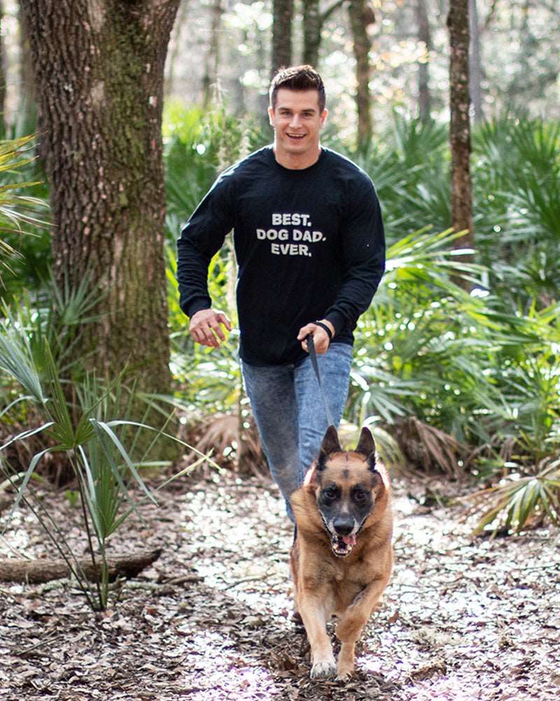 Men’s Best Dog Dad Ever Black Long Sleeve T-Shirt sold by PAWZ product image thumbnail 2