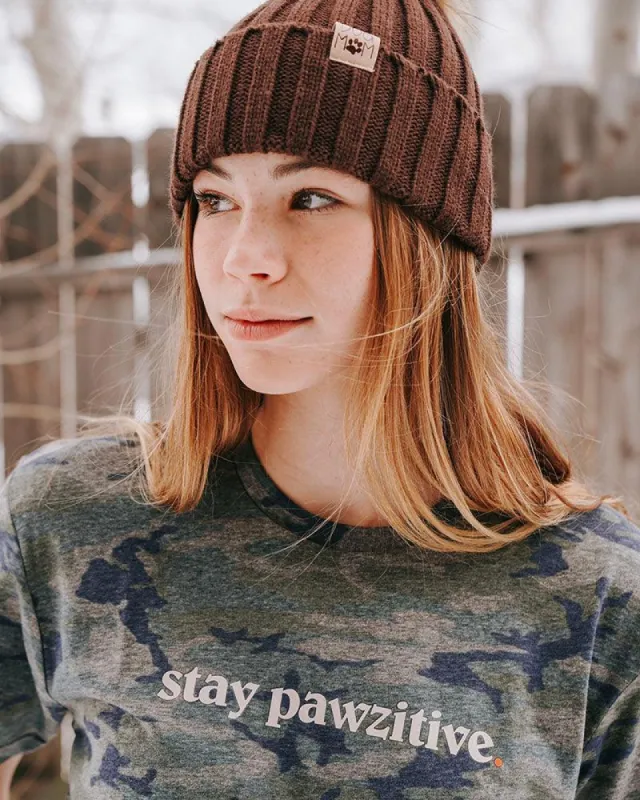 Stay Pawzitive Camo Tee sold by PAWZ