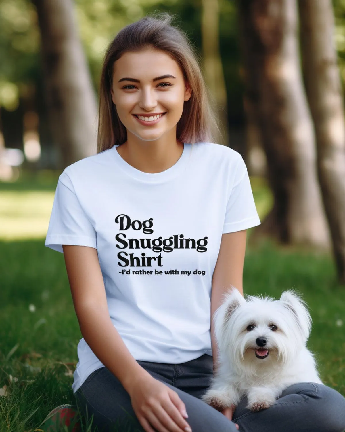 Dog Snuggling Shirt Tee sold by PAWZ product image thumbnail 2