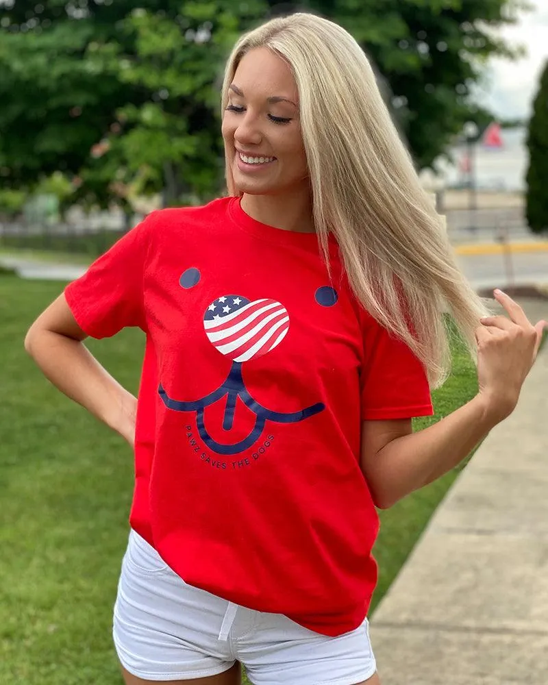 Blue American Dog Red Tee sold by PAWZ