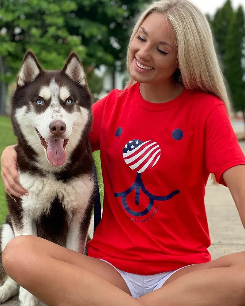 Blue American Dog Red Tee sold by PAWZ product image thumbnail 2