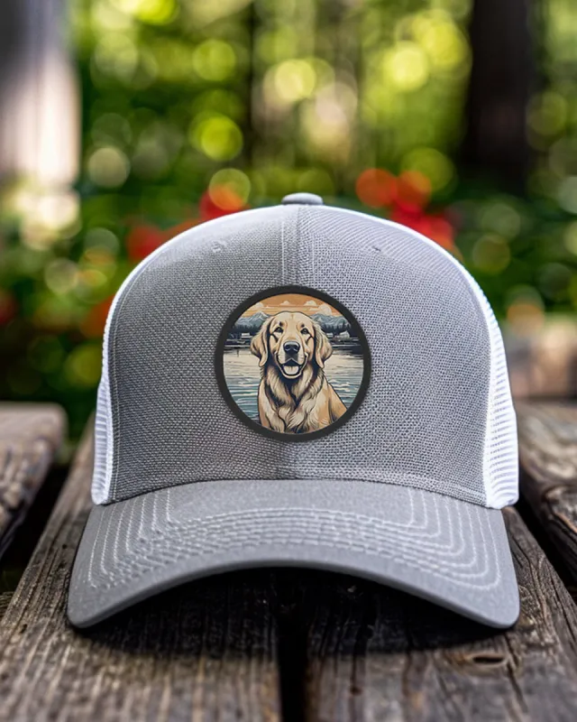 Golden Retriever Lake View Patch Hats sold by PAWZ