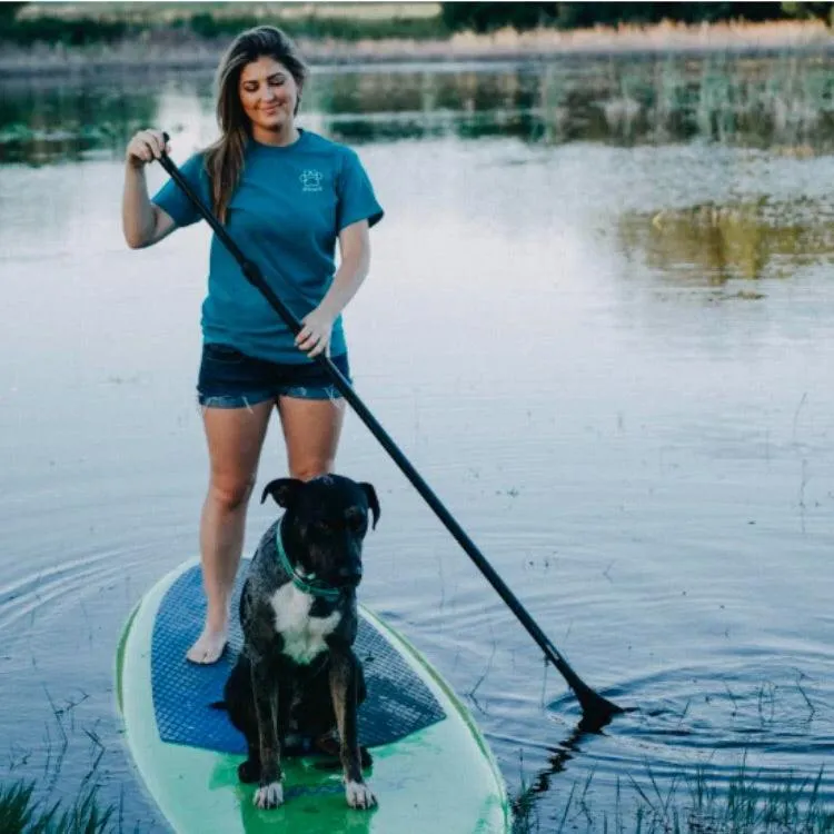 WHITE FLORAL PRINT TEAL TEE sold by PAWZ product image thumbnail 3