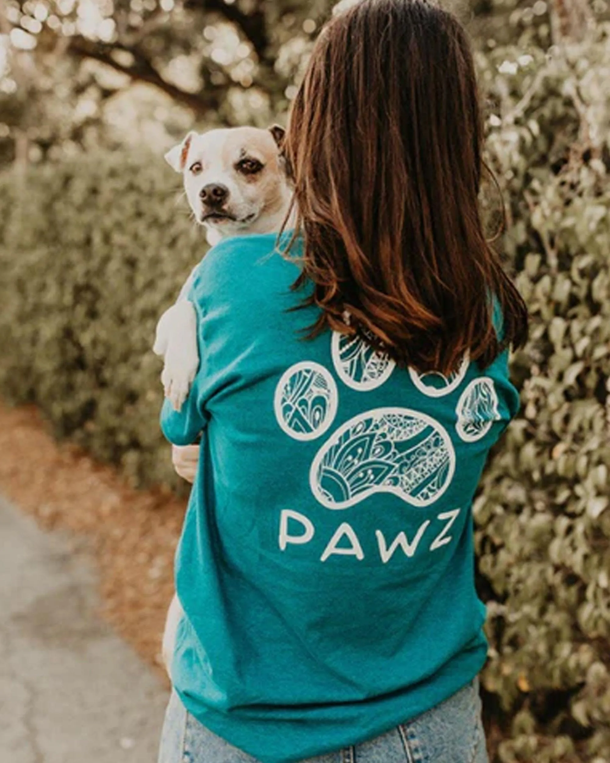 WHITE FLORAL PRINT TEAL TEE sold by PAWZ product image thumbnail 2