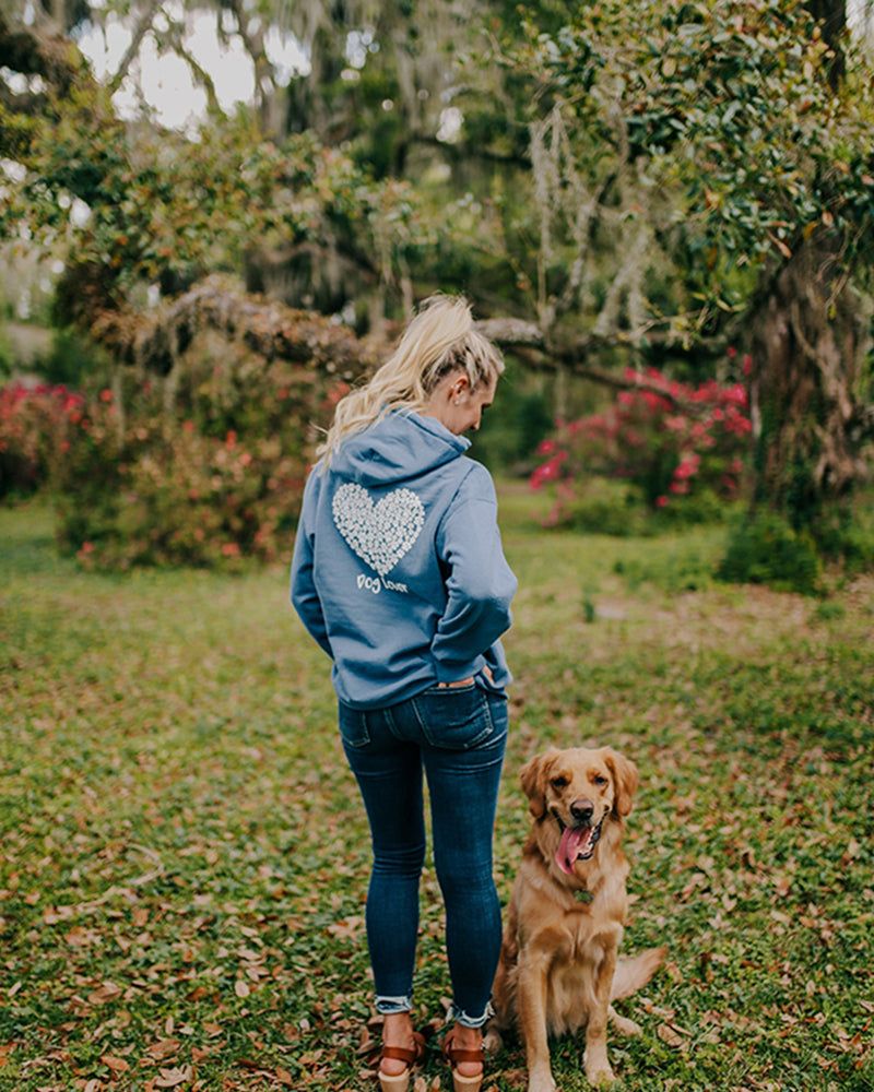 White Heart Dog Lover Indigo Hoodie sold by PAWZ product image thumbnail 3