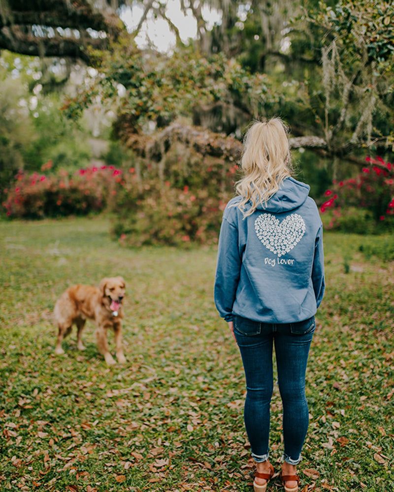 White Heart Dog Lover Indigo Hoodie sold by PAWZ