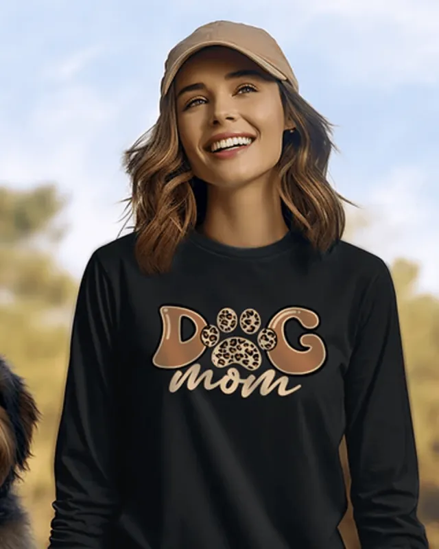 Dog Mom Cheetah Print Long Sleeve sold by PAWZ