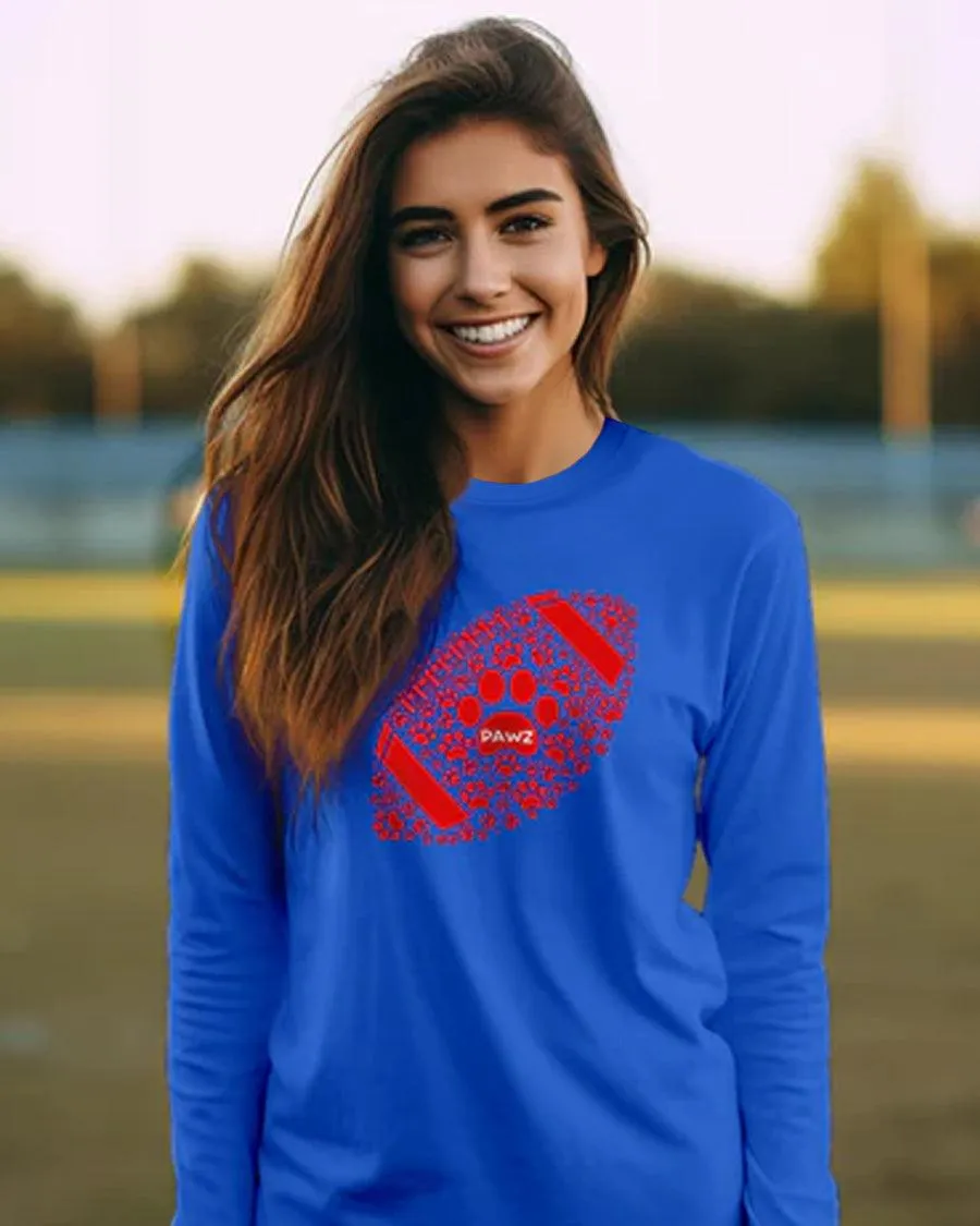 Pawz Football Team Long Sleeve T-Shirt - Red sold by PAWZ