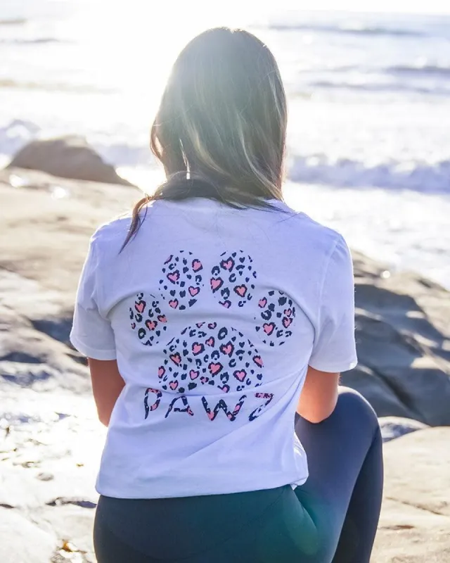 Cheetah Hearts White Tee sold by PAWZ