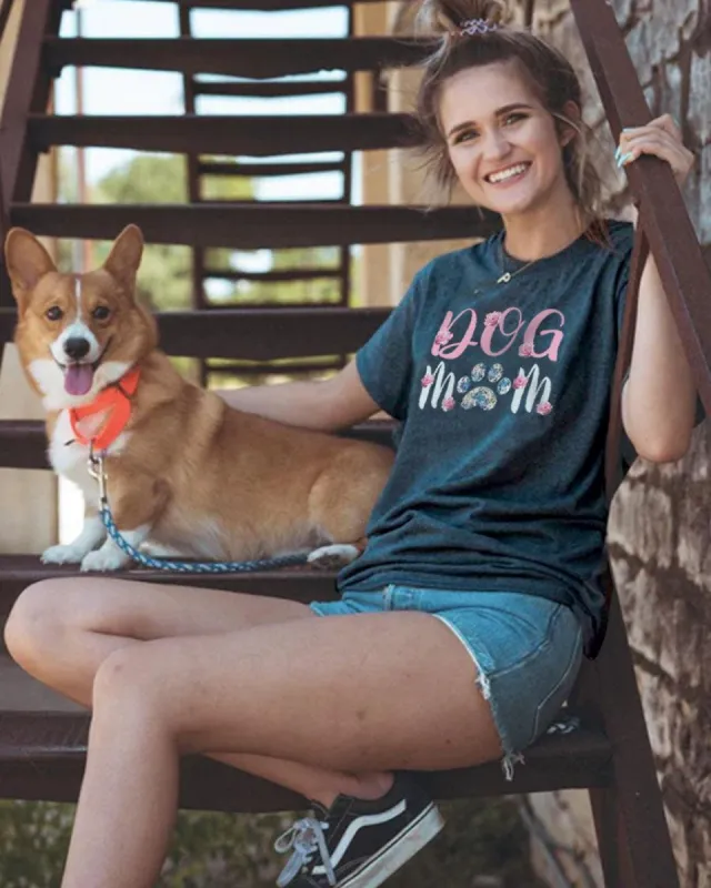 Floral Dog Mom Tee sold by PAWZ