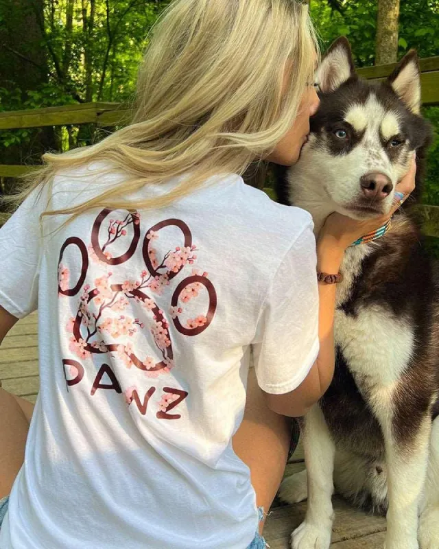 Cherry Blossom White Tee sold by PAWZ