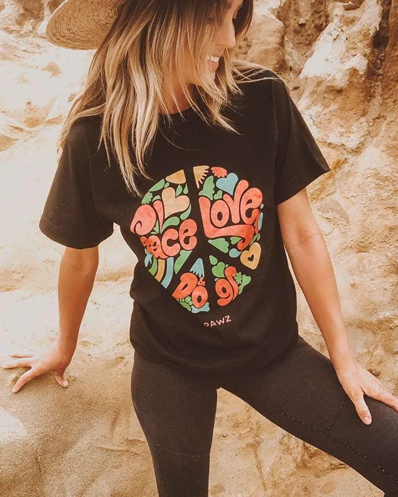 Peace, Love, & Dogs Black Tee sold by PAWZ product image thumbnail 4