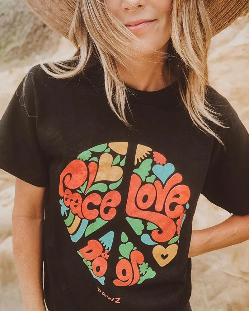Peace, Love, & Dogs Black Tee sold by PAWZ product image thumbnail 3