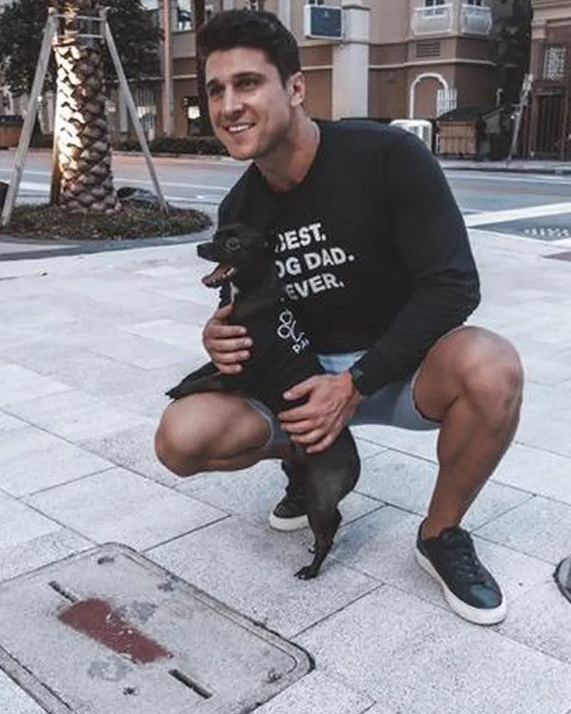 Men’s Best Dog Dad Ever Black Long Sleeve sold by PAWZ product image thumbnail 4