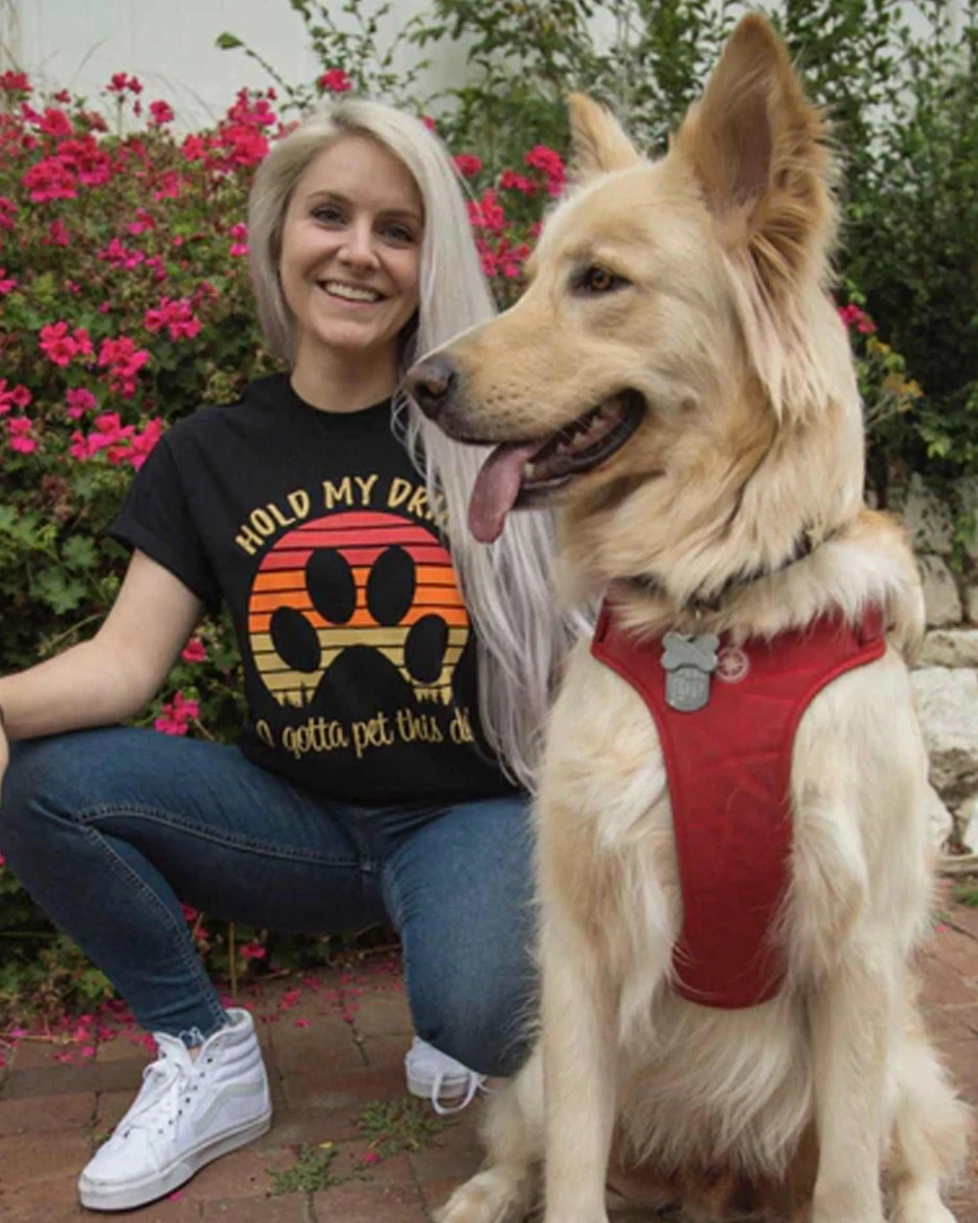 I Gotta Pet This Dog Front Print Black Tee sold by PAWZ