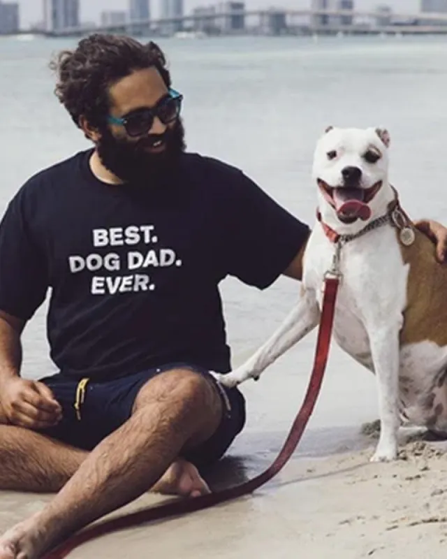 Men's Best Dog Dad Ever Black Tee made by PAWZ