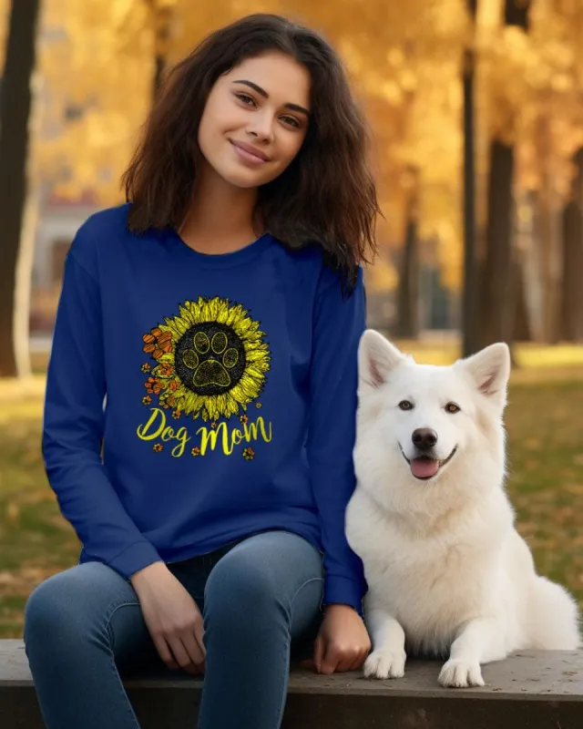 Sunflower Dog Mom Long Sleeve T-Shirt sold by PAWZ