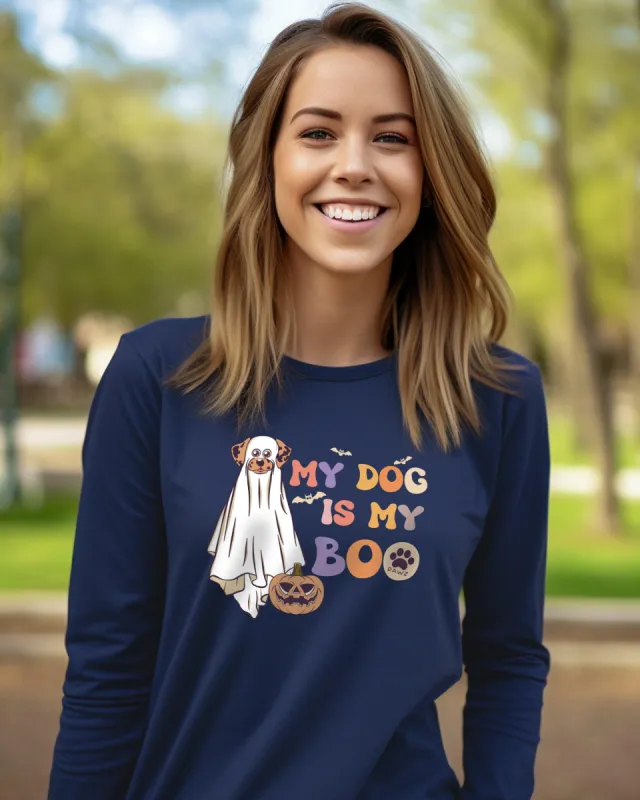 My Dog Is My Boo Pumpkin Long Sleeve T-Shirt sold by PAWZ