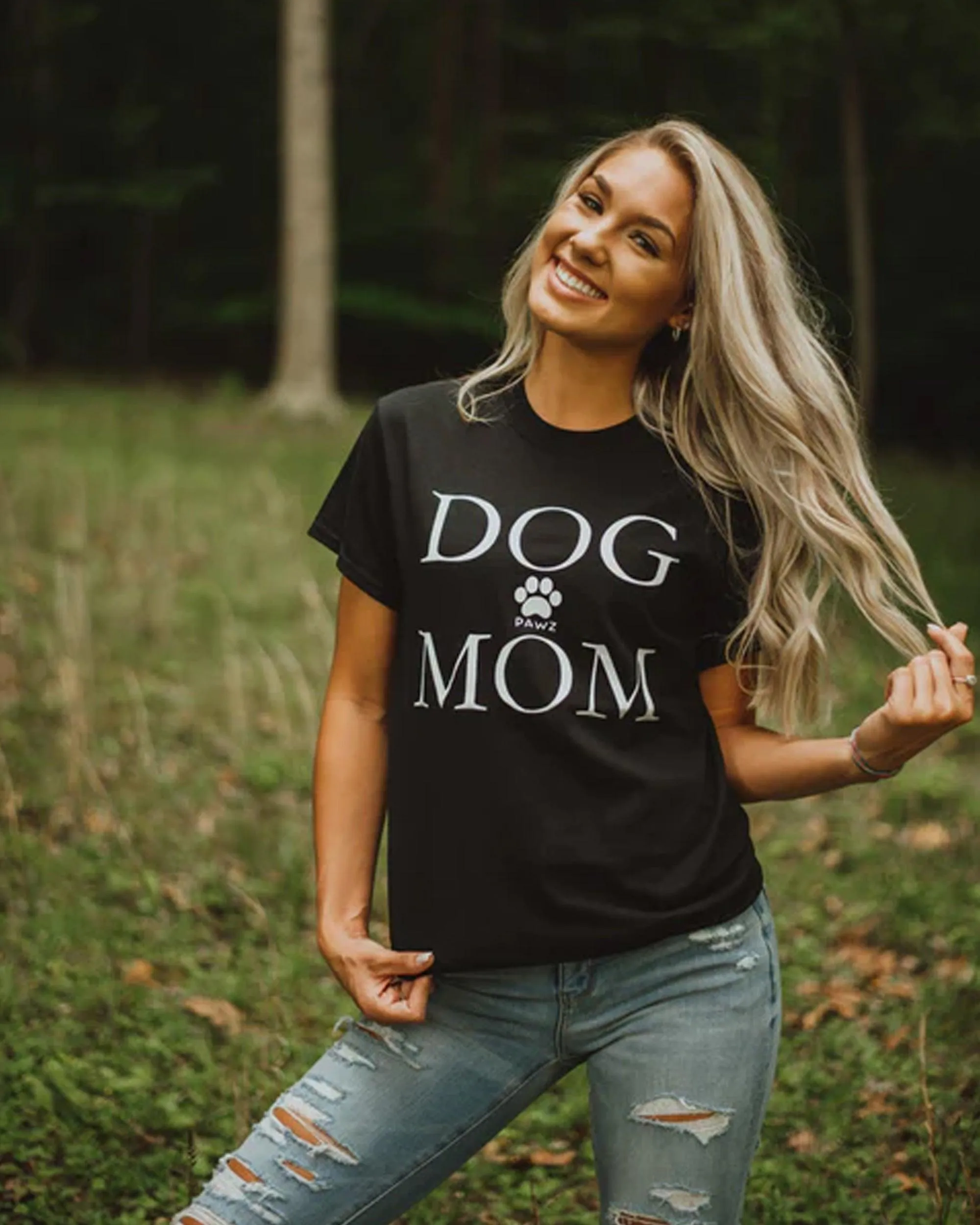 Dog Mom Black Tee sold by PAWZ product image thumbnail 2