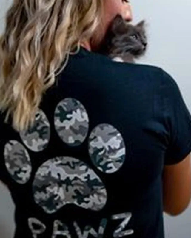 Black and White Camo Black Short Sleeve Tee sold by PAWZ