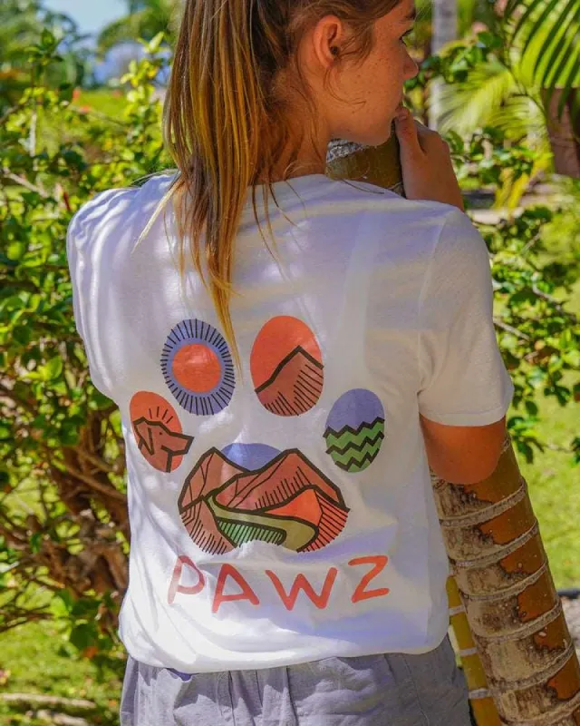 Colorful Hiking White Tee sold by PAWZ