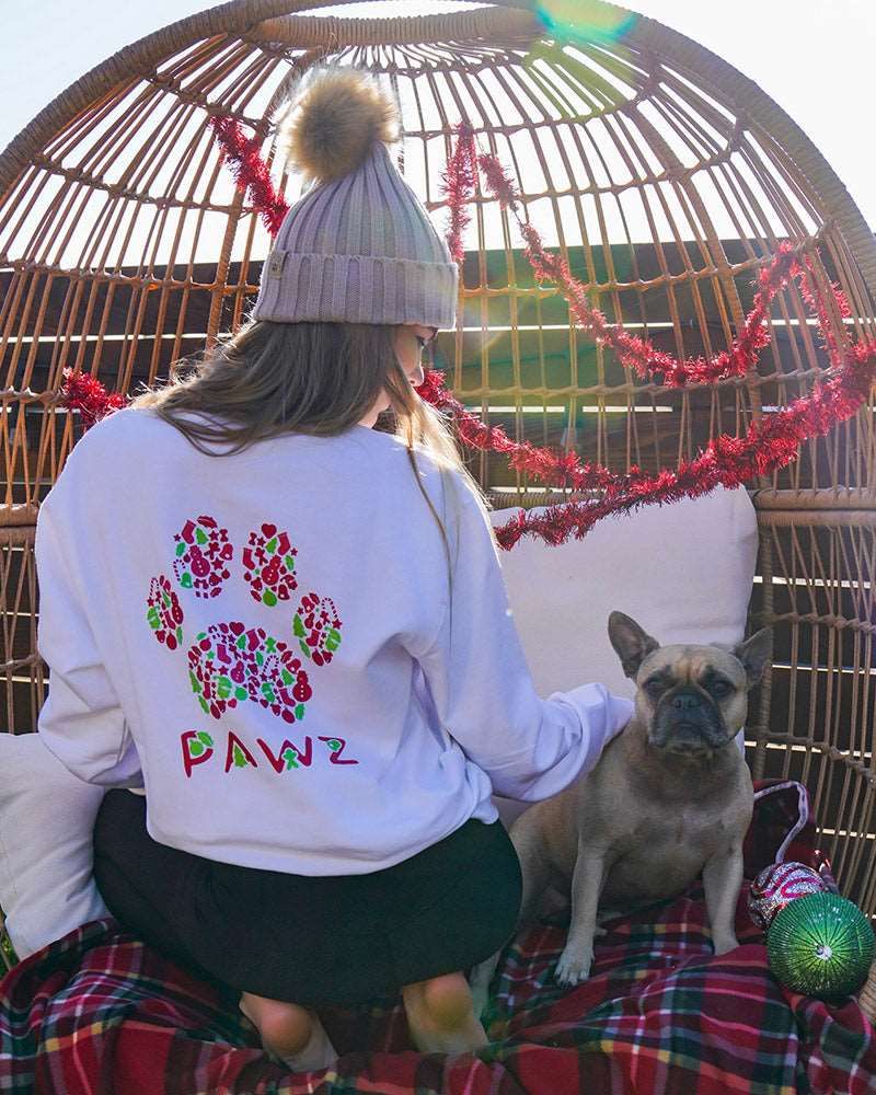 Holly Jolly Print White Crewneck sold by PAWZ product image thumbnail 3