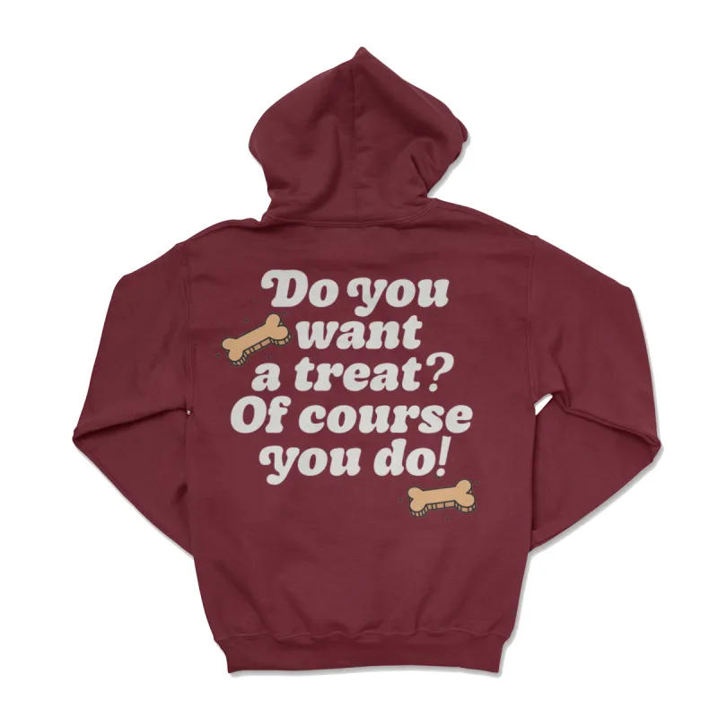 Dog Treatz - Maroon/ Grey (Adult Hoodie) sold by PAWZ