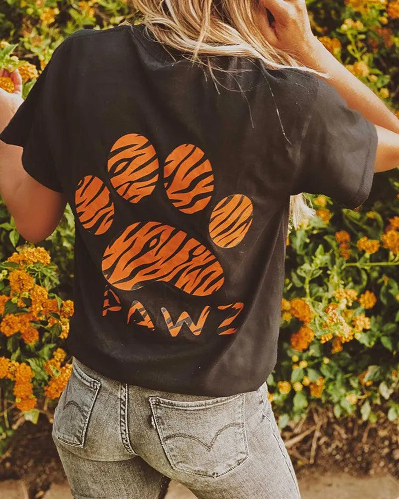 Tiger Print Black Tee sold by PAWZ
