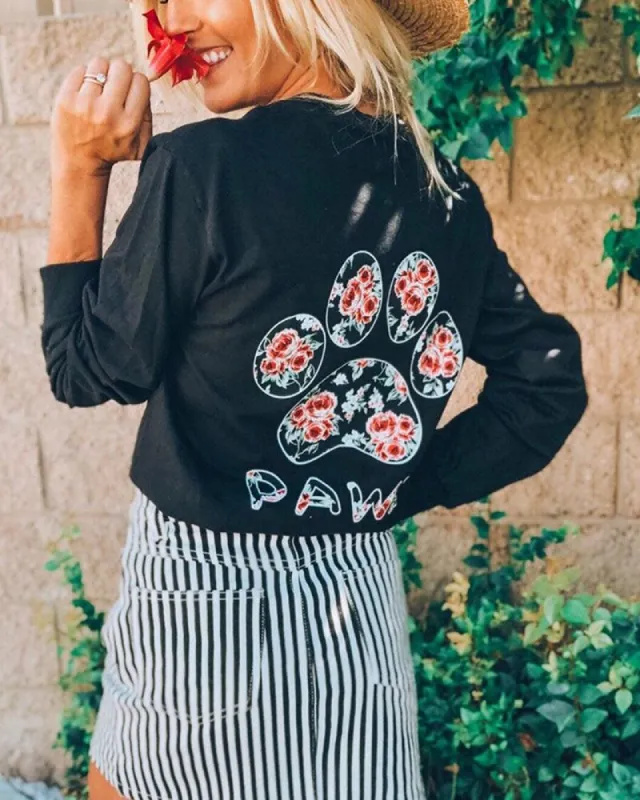 Rose Print Black Long Sleeve sold by PAWZ