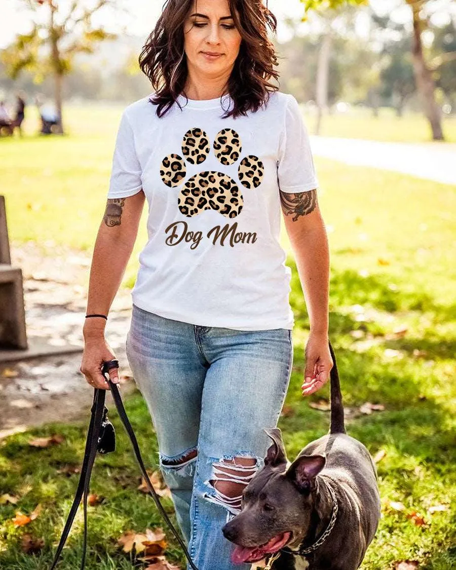 Dog Mom Cheetah Pawz Tee sold by PAWZ