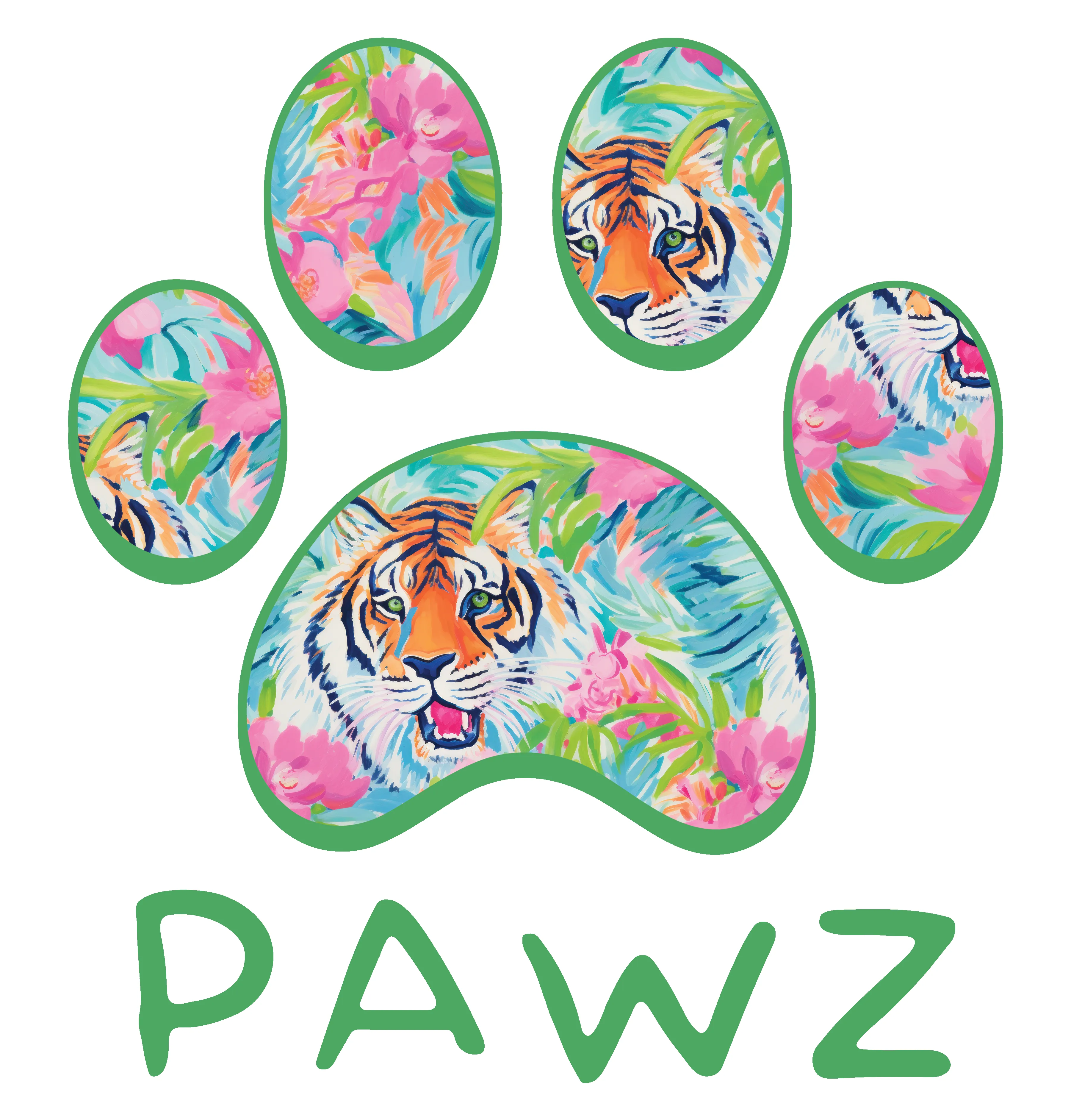 Floral Tiger (Adult Short Sleeve T-Shirt) sold by PAWZ product image thumbnail 3