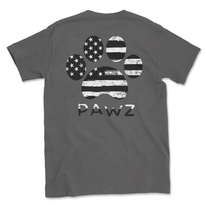 B/W Flag Paw (Adult Short Sleeve T-Shirt) sold by PAWZ