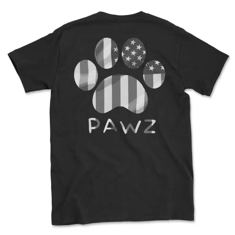 B/W Vertical Flag Paw (Adult Short Sleeve T-Shirt) sold by PAWZ