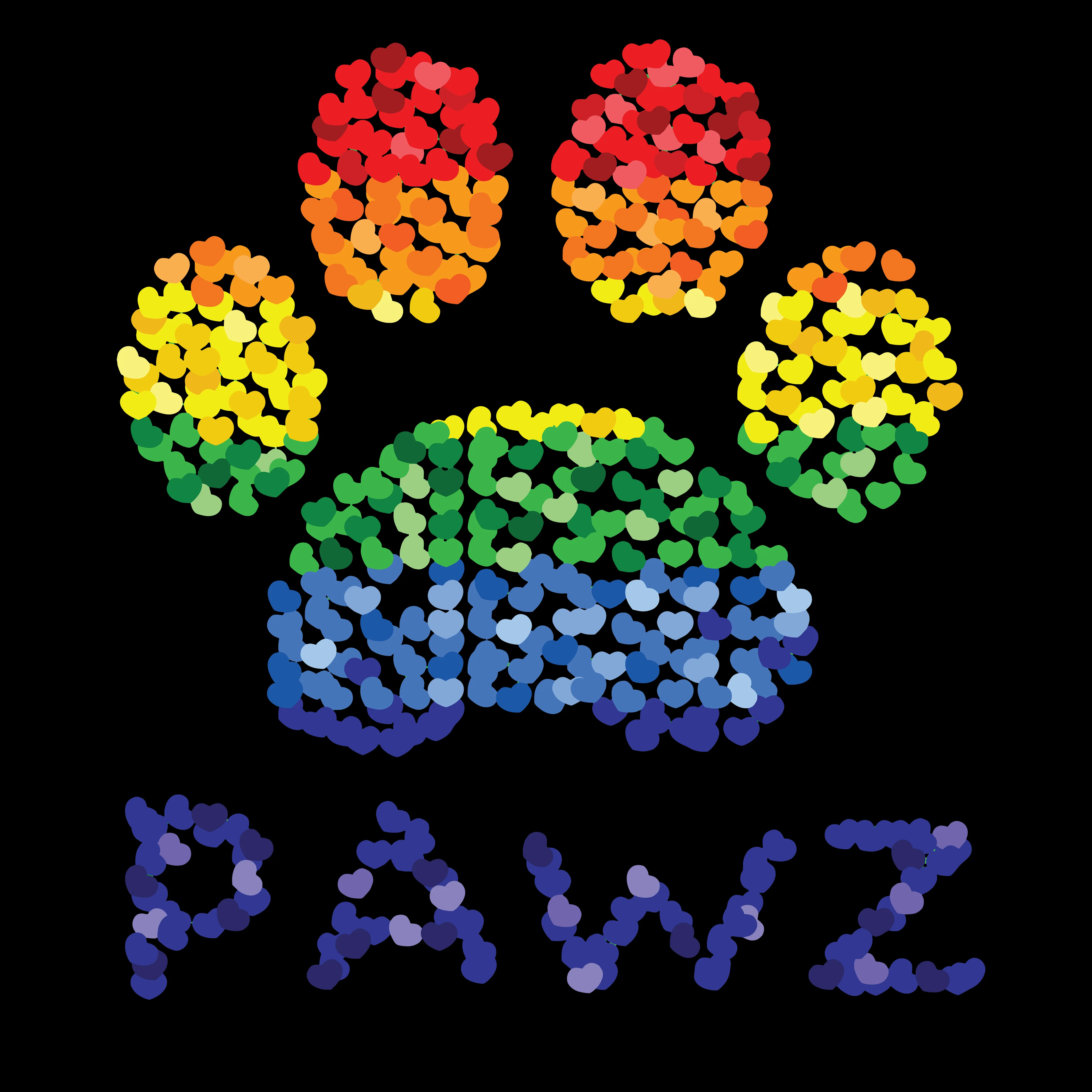 Rainbow Hearts Paw (Adult Hoodie) sold by PAWZ product image thumbnail 3