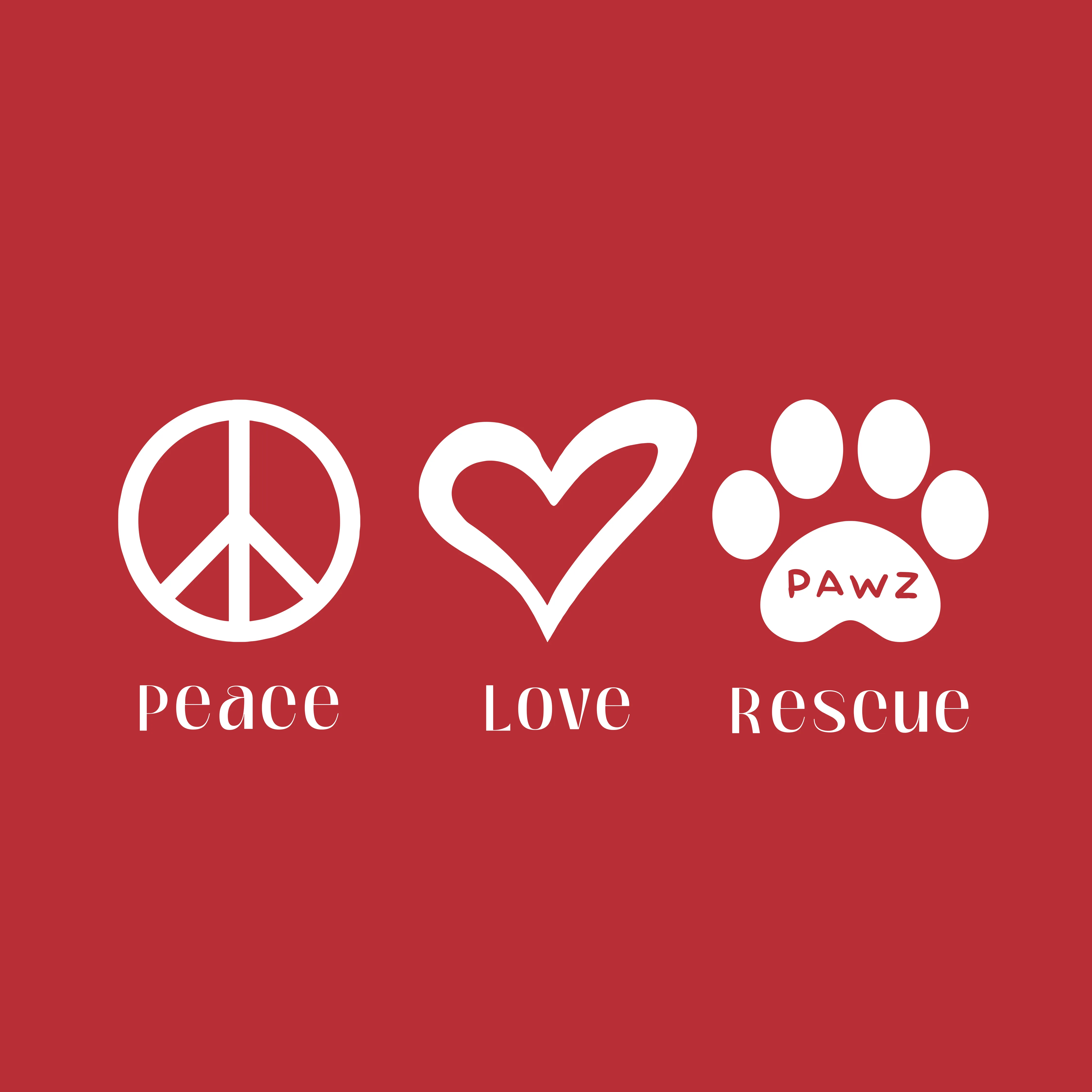 Peace, Love, Rescue (Adult Short Sleeve T-Shirt) sold by PAWZ product image thumbnail 2