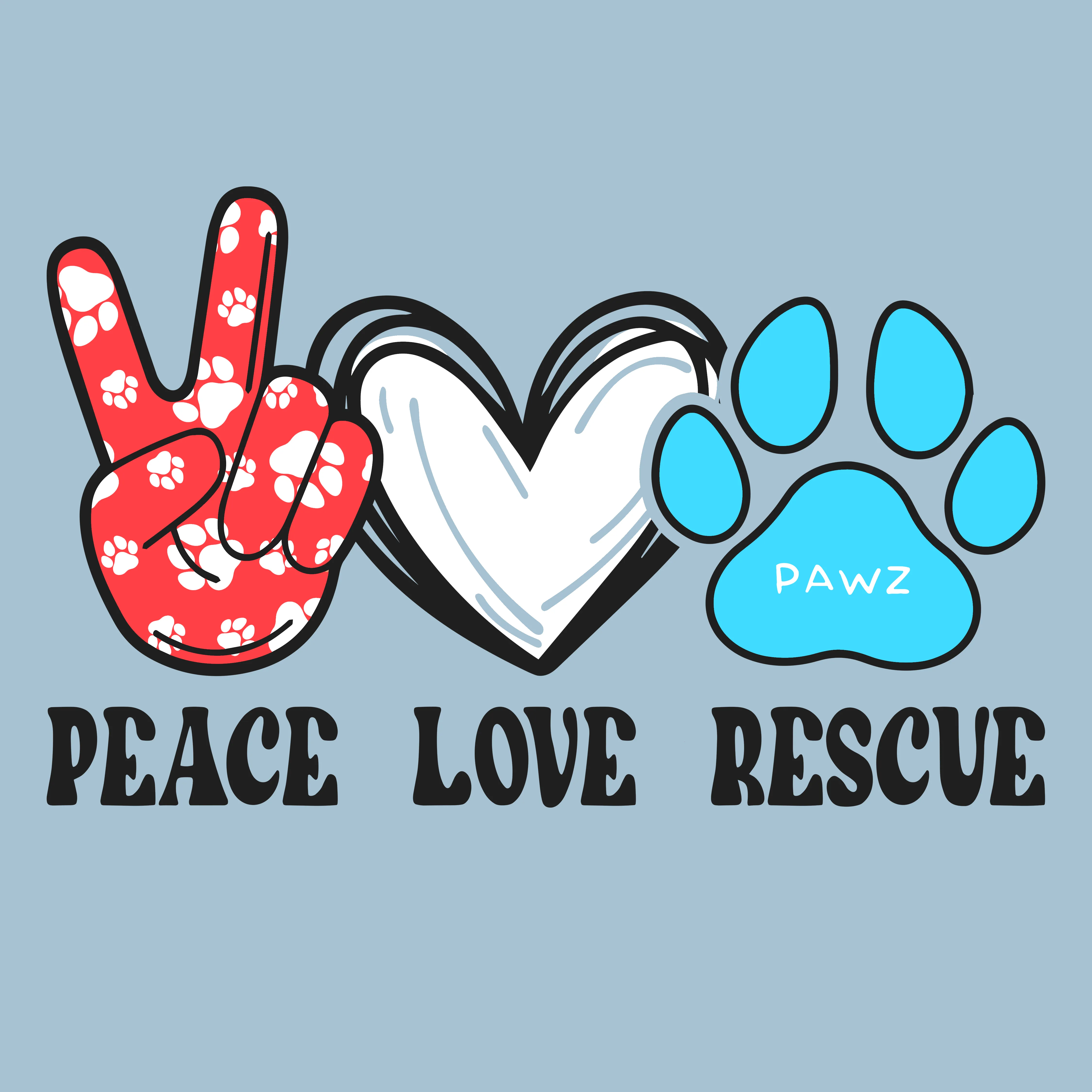Peace, Love, Pawz (Adult Short Sleeve T-Shirt) sold by PAWZ product image thumbnail 3