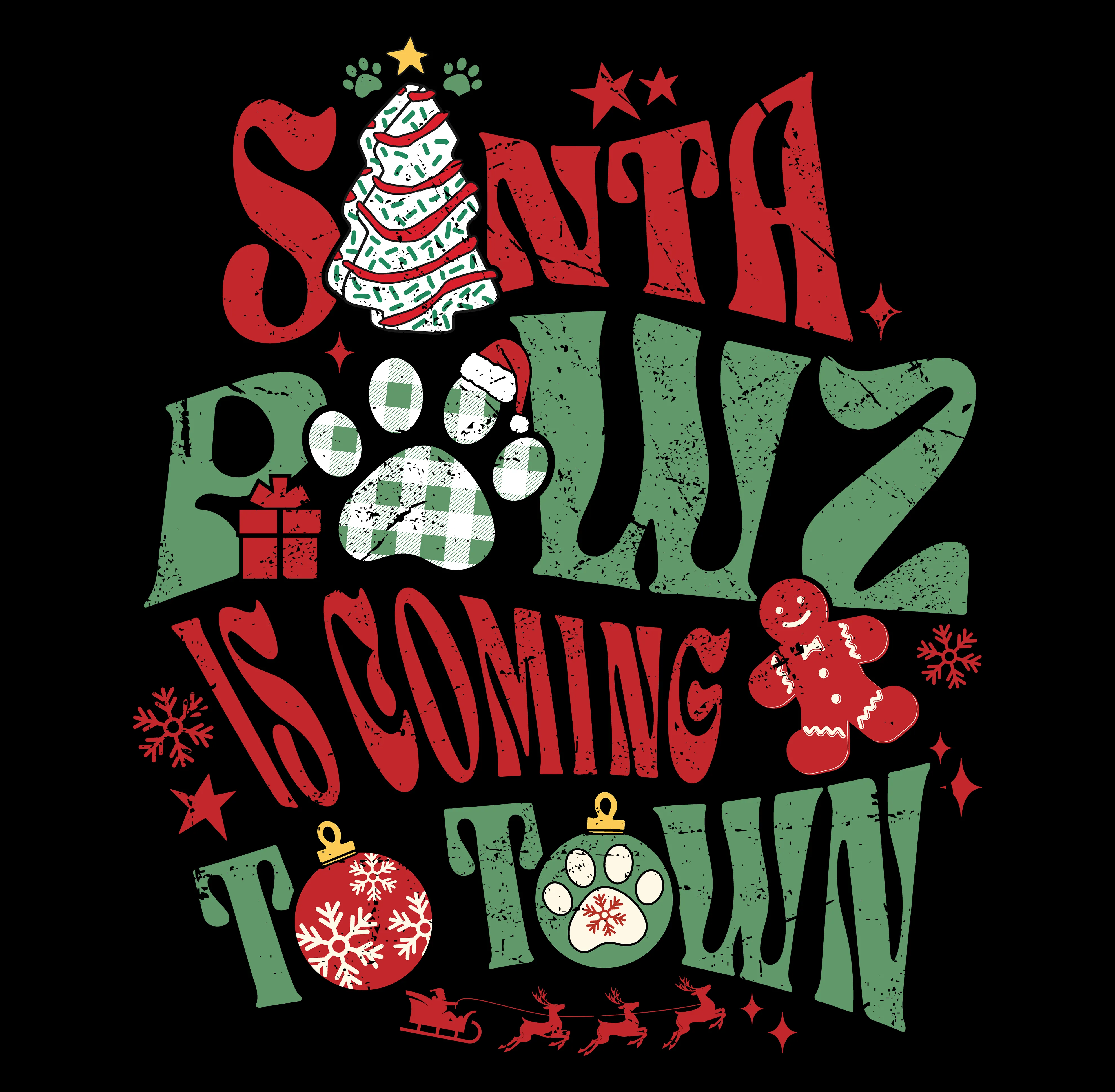 Santa Pawz (Adult Short Sleeve T-Shirt) sold by PAWZ product image thumbnail 3