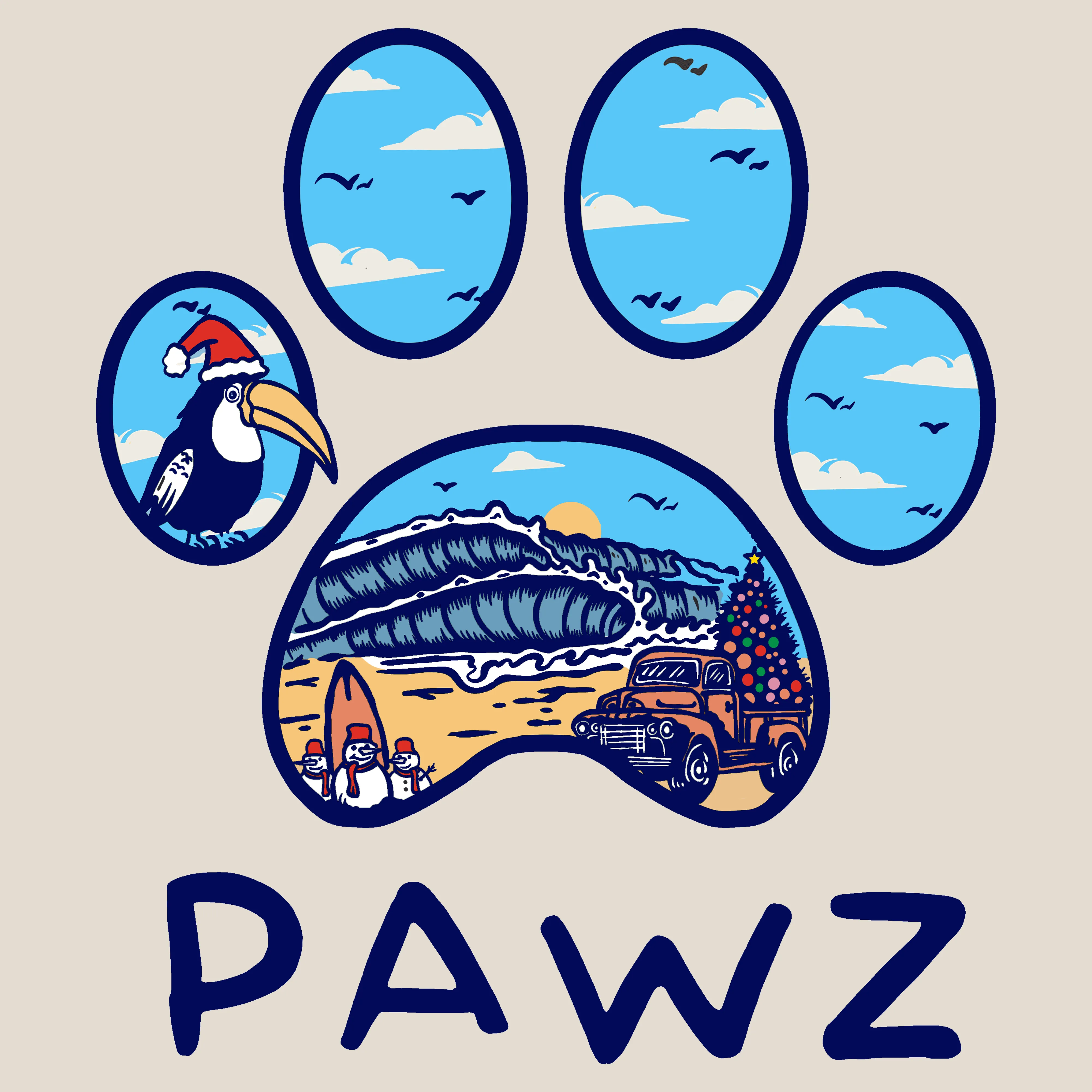Beach Christmas (Adult Hoodie) sold by PAWZ product image thumbnail 3