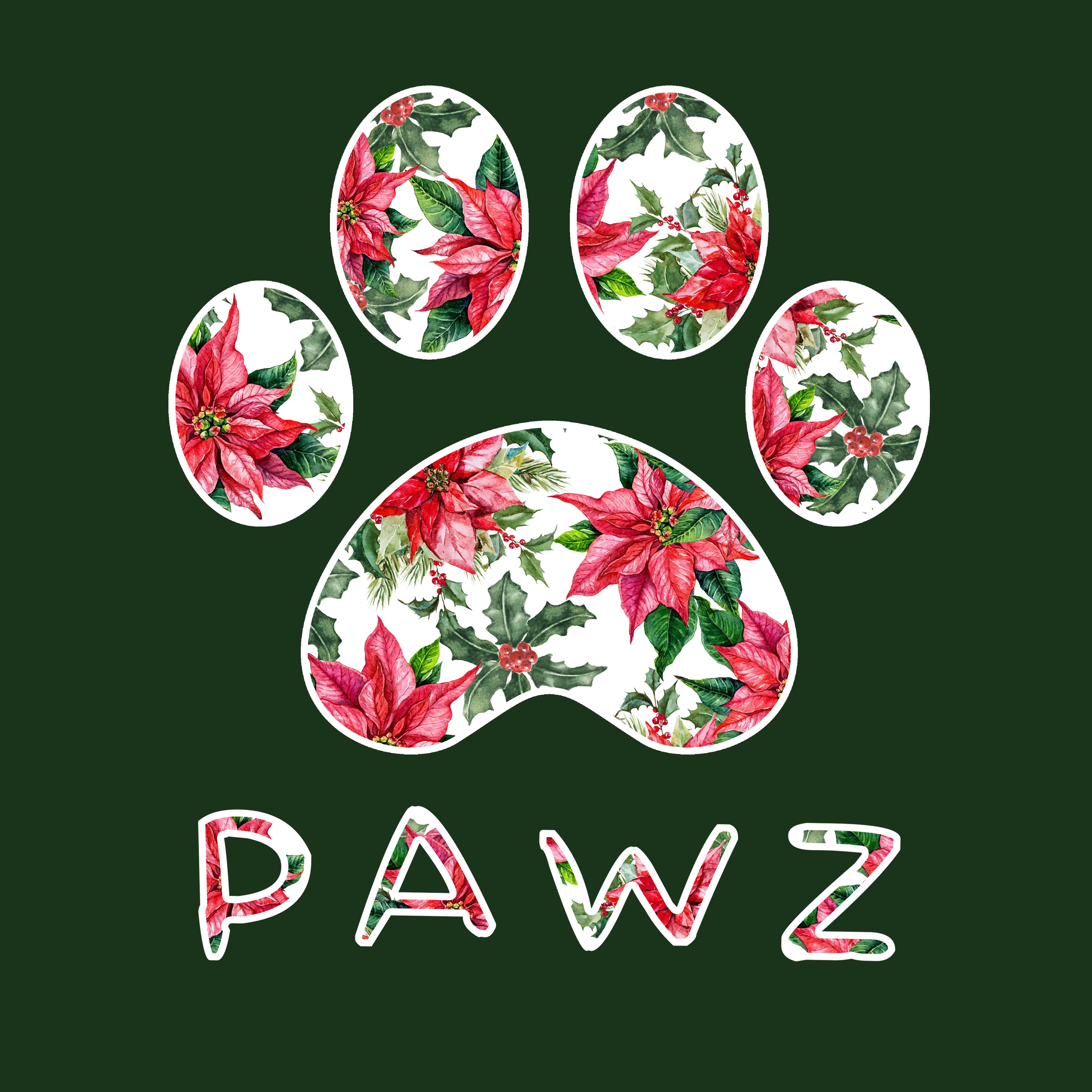 Poinsettia Paw (Adult Short Sleeve T-Shirt) sold by PAWZ product image thumbnail 3