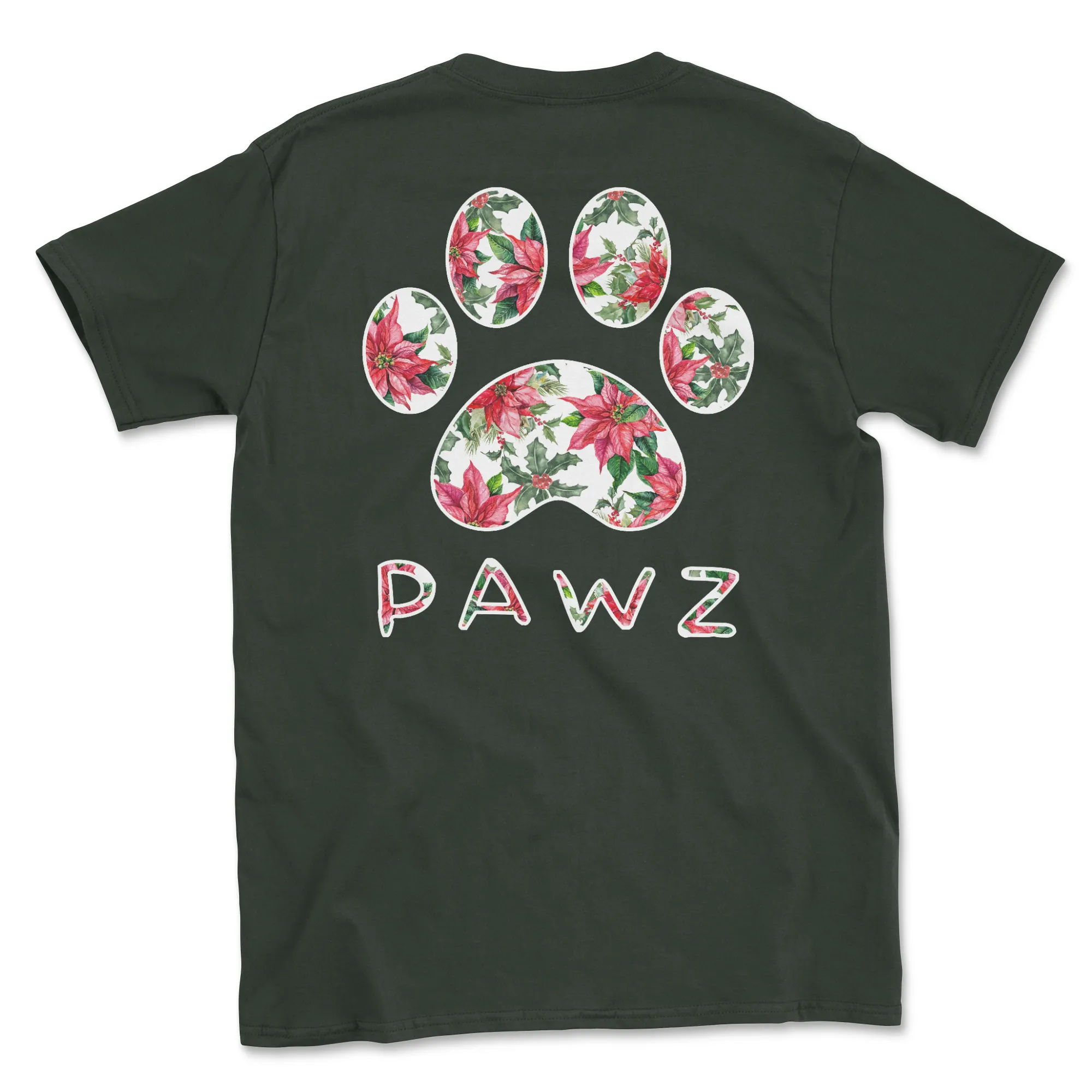 Poinsettia Paw (Adult Short Sleeve T-Shirt) sold by PAWZ